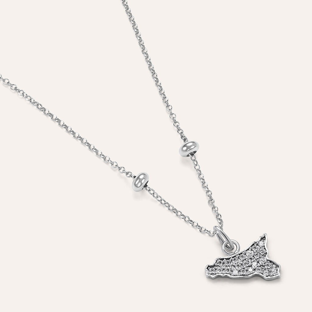 Pendente Saluti&Baci Sicilia Love Beats Argento Rodiato Cubic Zirconia - Ciondoli Donna | Stroili