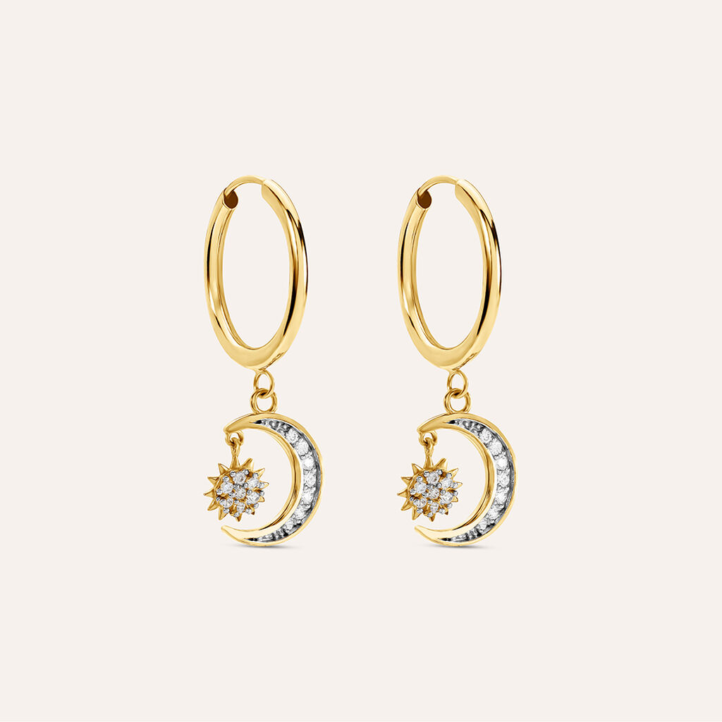 Orecchini A Cerchio Toujours Oro Giallo Cubic Zirconia