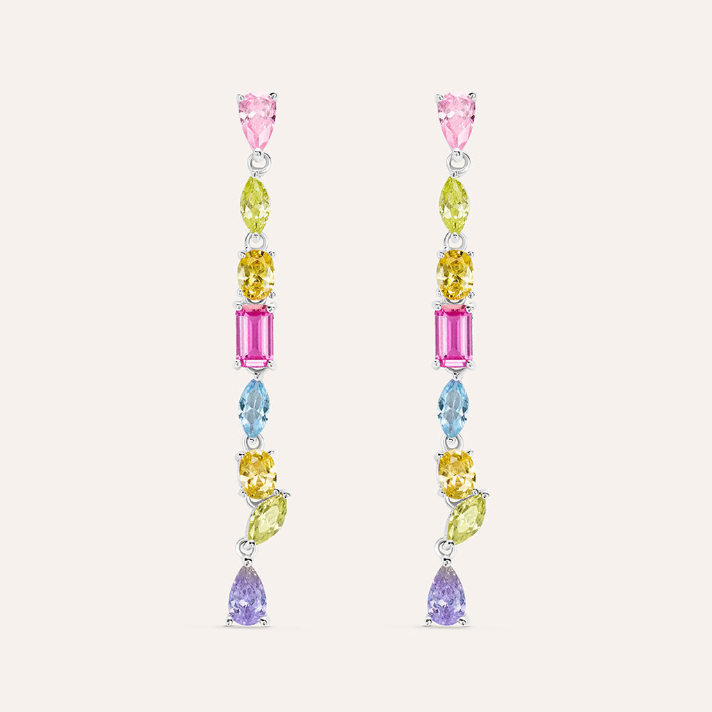 Orecchini Pendenti Silver Rainbow Argento Rodiato Cubic Zirconia