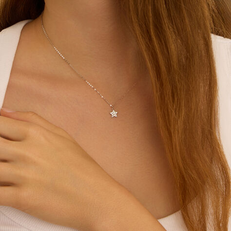 Tuscany Silver - Pendente Stella Di Davide In Argento 925 Con 12 Zirconi Cubici Su Catena Curb 46 Cm