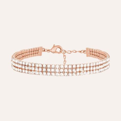 Bracciale Tennis Romantic Shine Metallo Rosa Cristallo - Bracciali Tennis Donna | Stroili