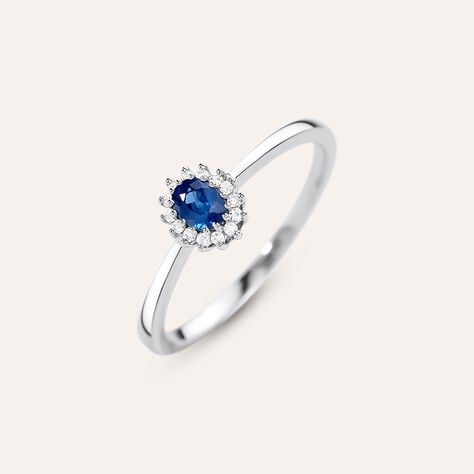 Anello Solitario Kate Charlotte Oro Bianco Zaffiro Diamante - Anelli con Pietre Donna | Stroili