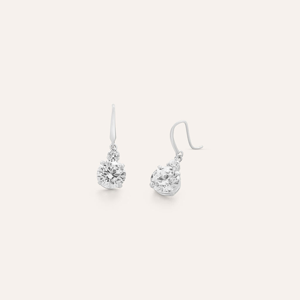 Orecchini Lobo Punto Luce Claire Oro Bianco Cubic Zirconia - Orecchini a Lobo Donna | Stroili