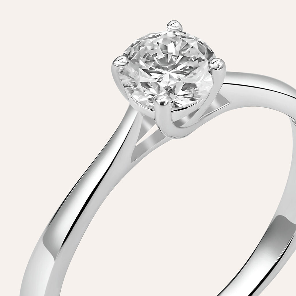 Anello Solitario Diamade Oro Bianco Diamante Lab-Grown