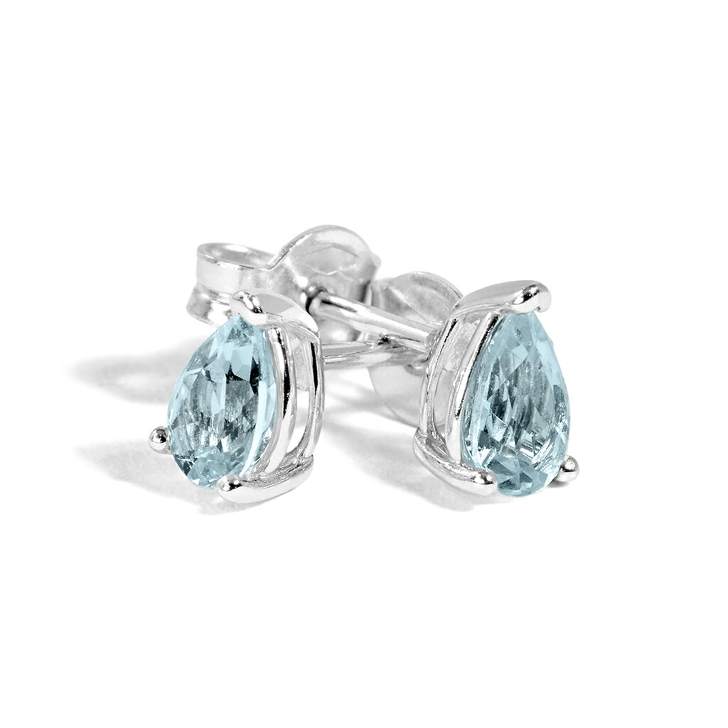 Orecchini Lobo Punto Luce Acquamarina Oro Bianco Acquamarina - Orecchini a Lobo Donna | Stroili