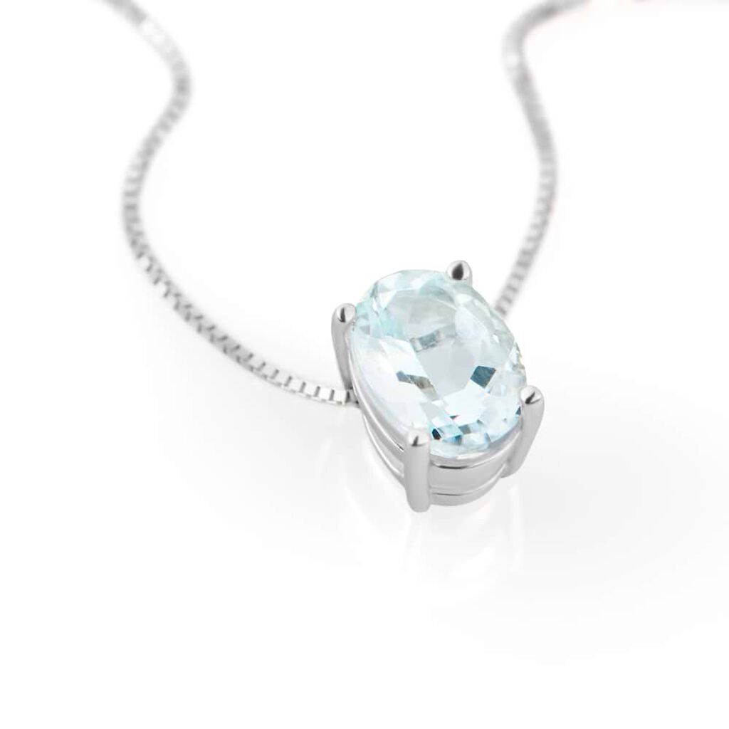 Collana Punto Luce Acquamarina Oro Bianco Acquamarina