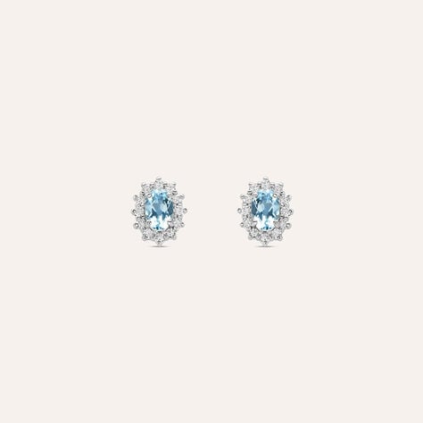 Orecchini Lobo Acquamarina Oro Bianco Acquamarina Diamante - Orecchini a Lobo Donna | Stroili