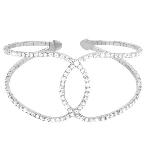 Bracciale bangle big in metallo rodiato e cristalli - Bracciali Donna | Stroili