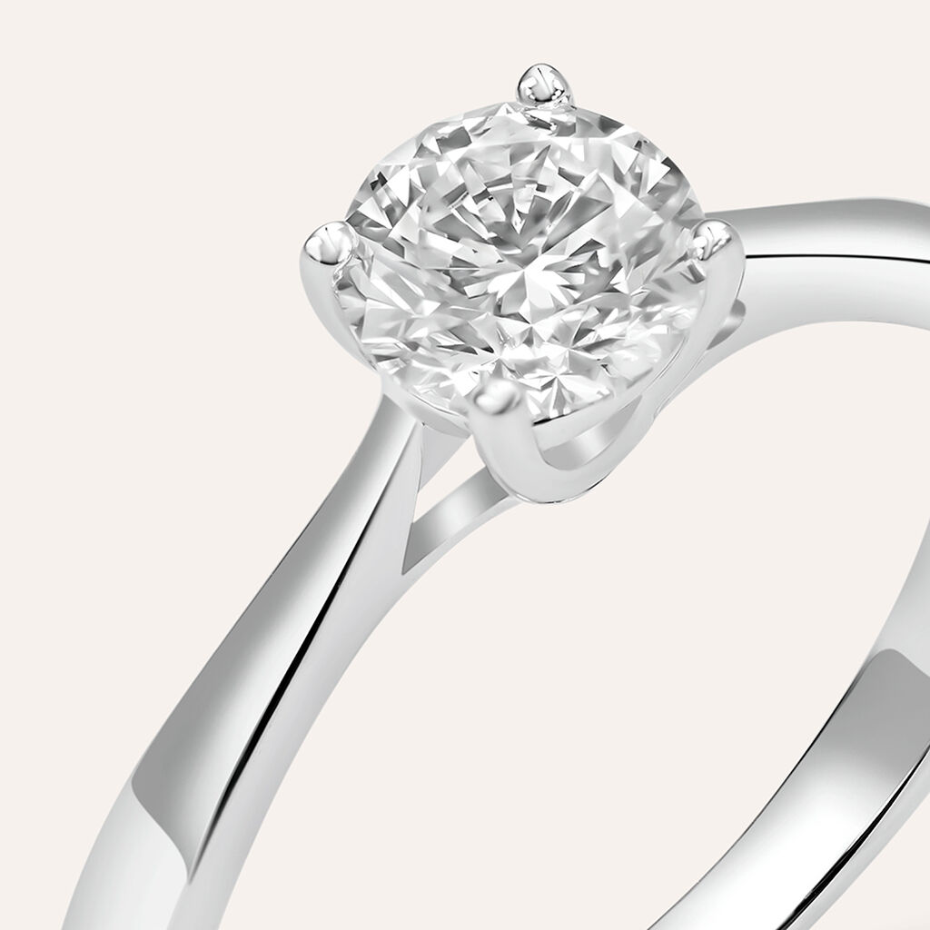 Anello Solitario Diamade Oro Bianco Diamante Lab-Grown