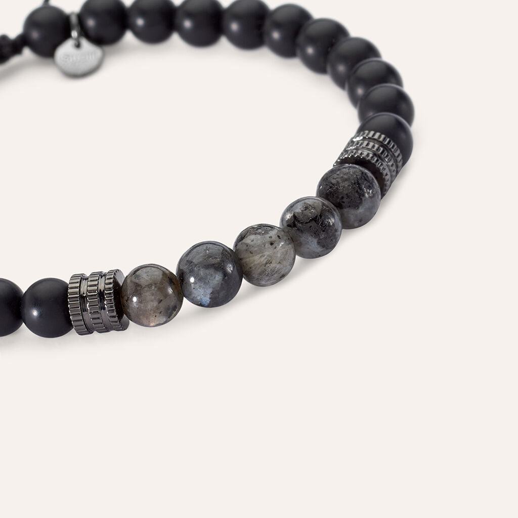 Bracciale Man Code Ottone Nero Labradorite