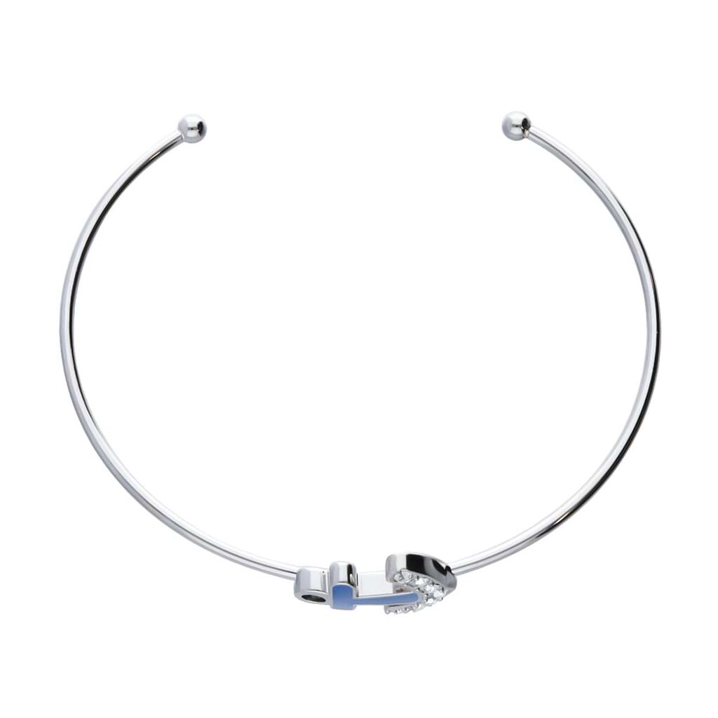 Bangle in acciaio con ancora blu e strass - Bracciali Donna | Stroili