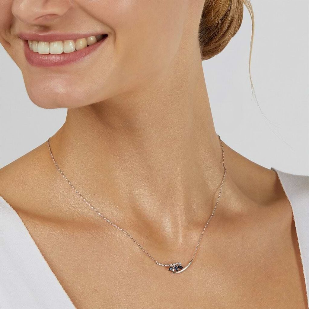 Anello Fantasia Charlotte Oro Bianco Zaffiro Diamante - Anelli con Pietre Donna | Stroili