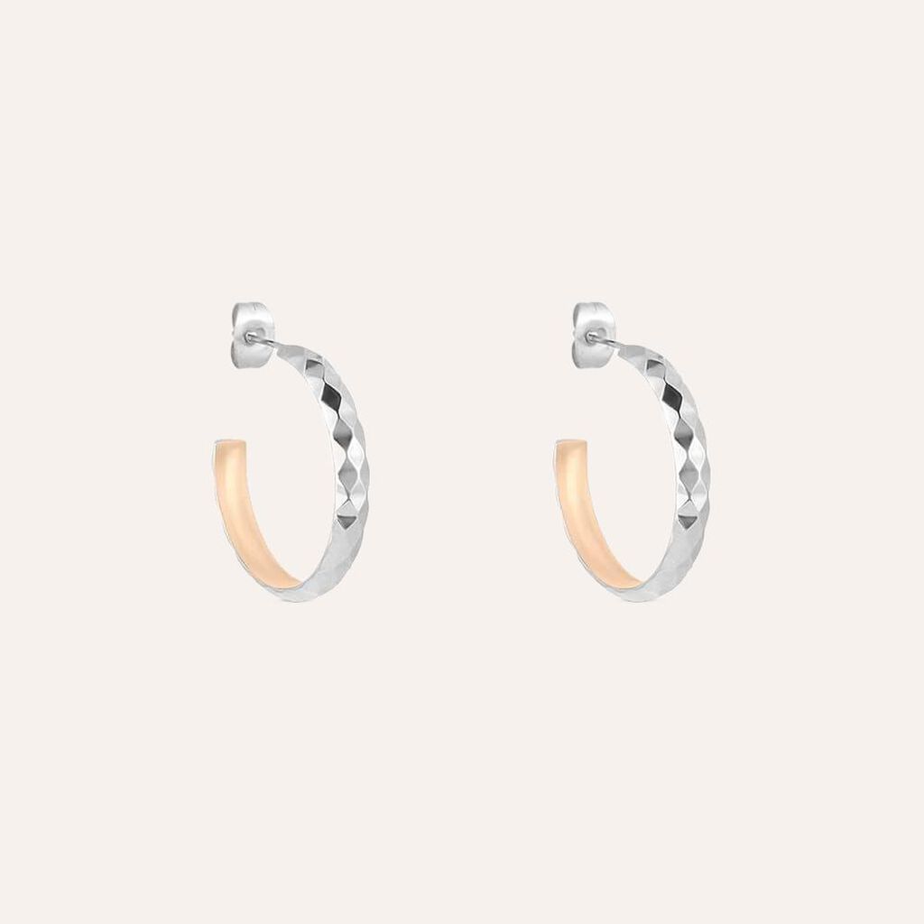 Orecchini a cerchio Lady Code Acciaio Bicolore Diamantato