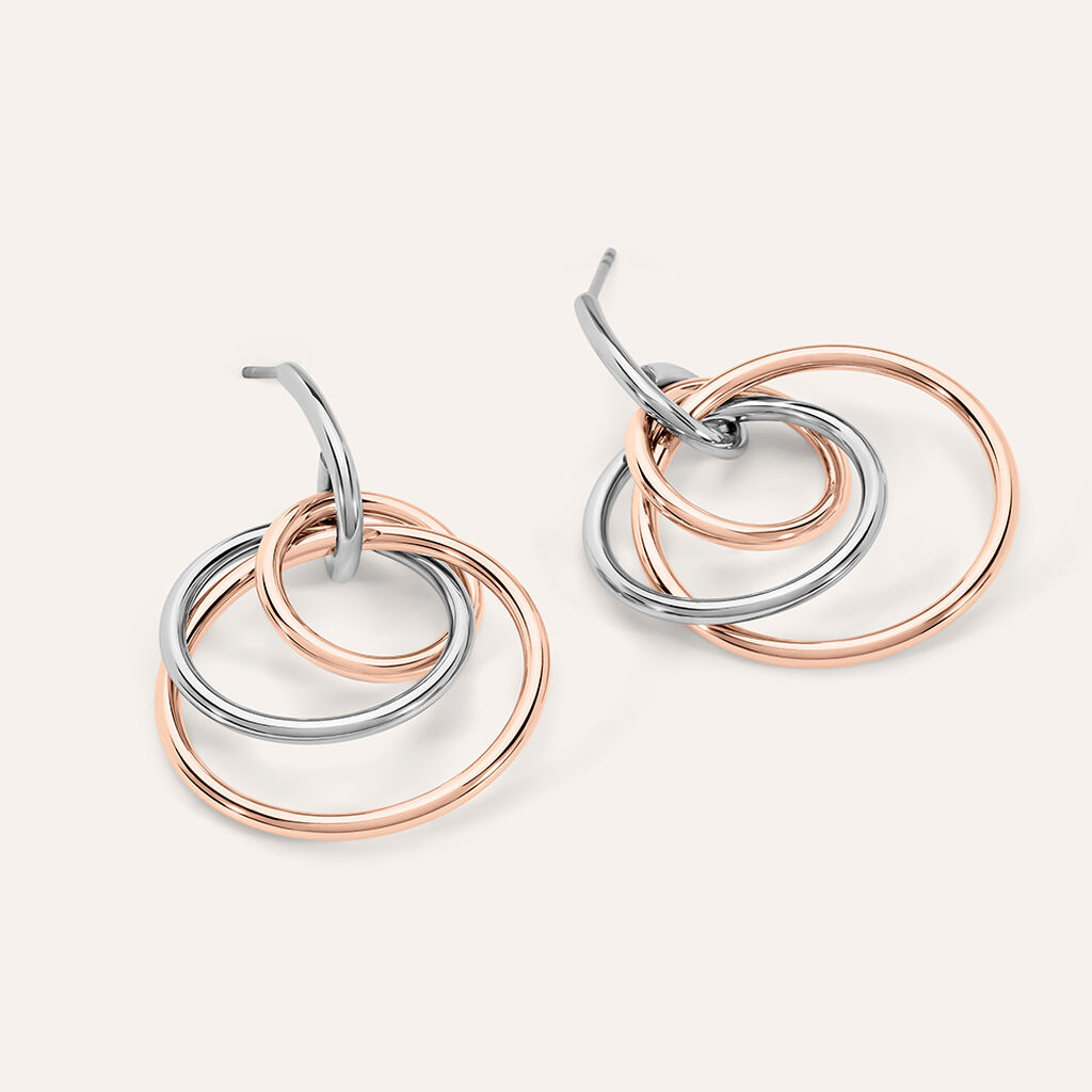 Orecchini Pendenti Sunrise Acciaio Bicolore Bianco / Rosa