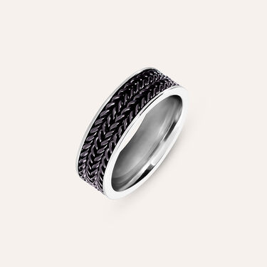 Anello Fascia Man Code Acciaio Bicolore