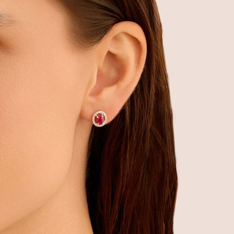 Orecchini Lobo Punto Luce Elizabeth Crown Oro Bianco Rubino Diamante - Orecchini a Lobo Donna | Stroili