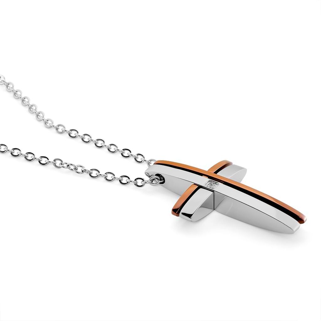 Collana Man Code Acciaio Bicolore Bianco/Rosa Cristallo - Collane Uomo | Stroili