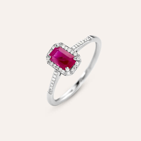 Anello Solitario Charlotte Oro Bianco Rubino Diamante - Anelli con Pietre Donna | Stroili