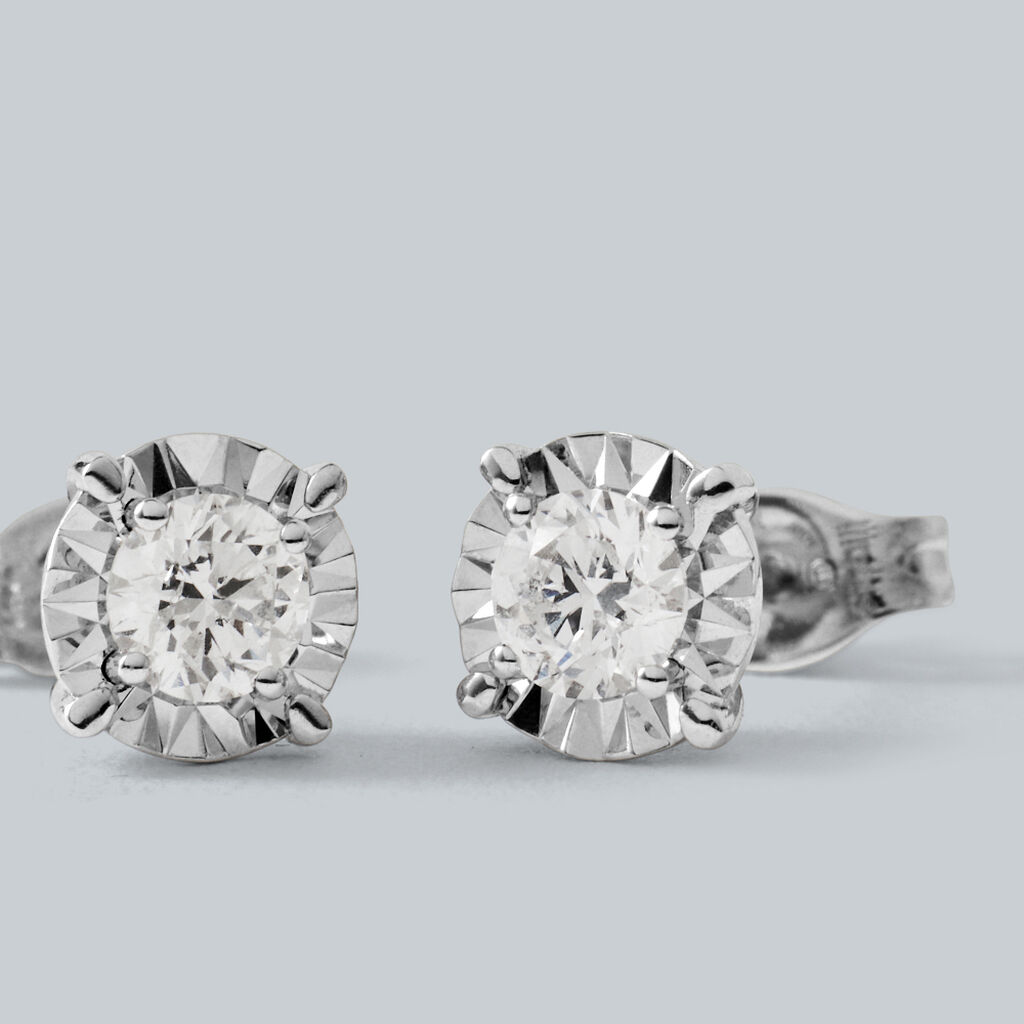 Orecchini Lobo Punto Luce Diamotion Oro Bianco Diamante - Orecchini a Lobo Donna | Stroili