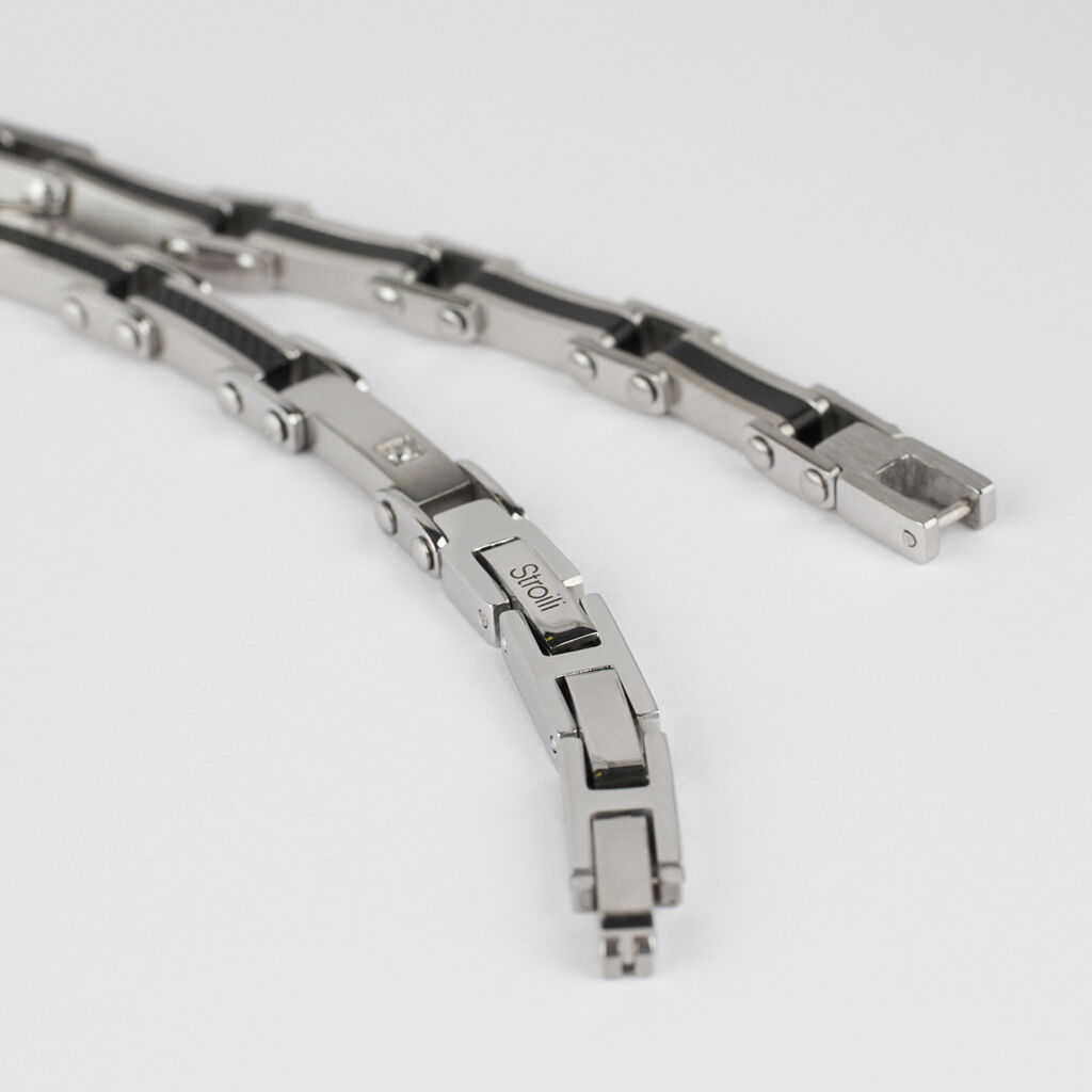 Bracciale Man Code Acciaio Bicolore Bianco / Nero Cristallo - Bracciali Uomo | Stroili