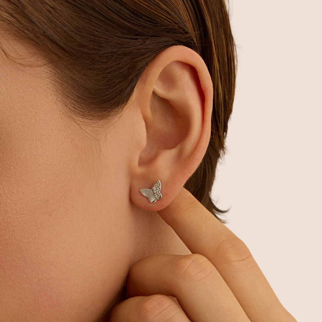 Orecchini Lobo Claire Oro Bianco Cubic Zirconia