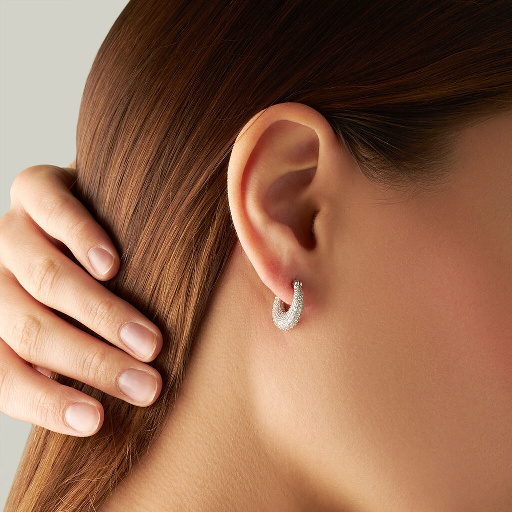 Orecchini A Cerchio Silver Shine Argento Rodiato Cubic Zirconia - Orecchini a Cerchio Donna | Stroili