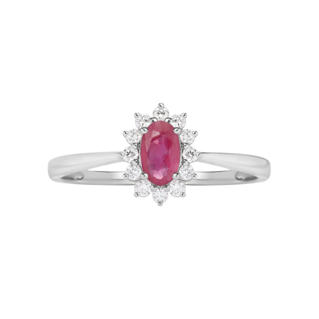 Anello Solitario Charlotte Oro Bianco Rubino Diamante - Anelli con Pietre Donna | Stroili