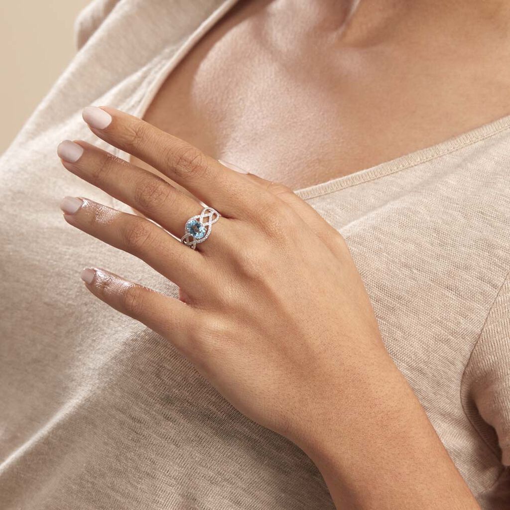 Anello Am&eacute;lie Oro Bianco Topazio Cubic Zirconia