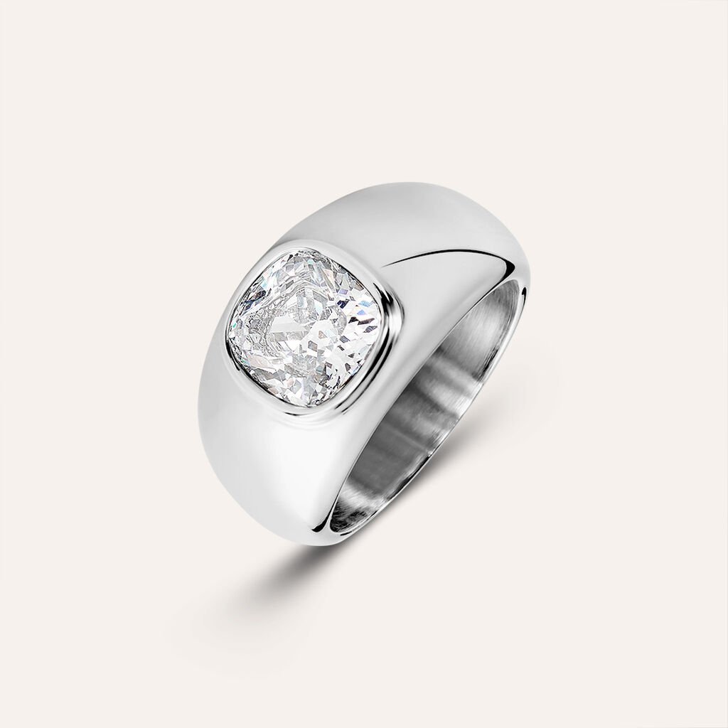 Anello Fascia Aura Acciaio Cubic Zirconia