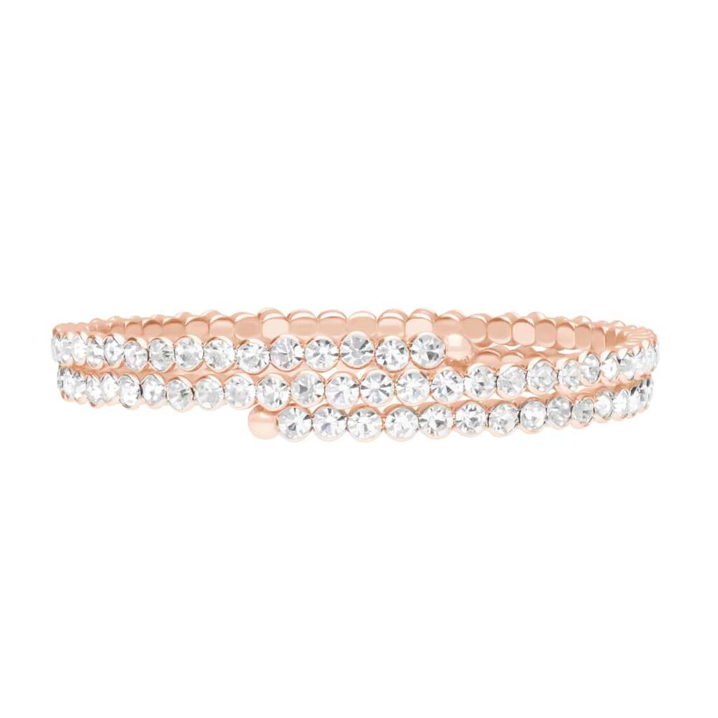 Bracciale bangle in metallo rosato e cristalli