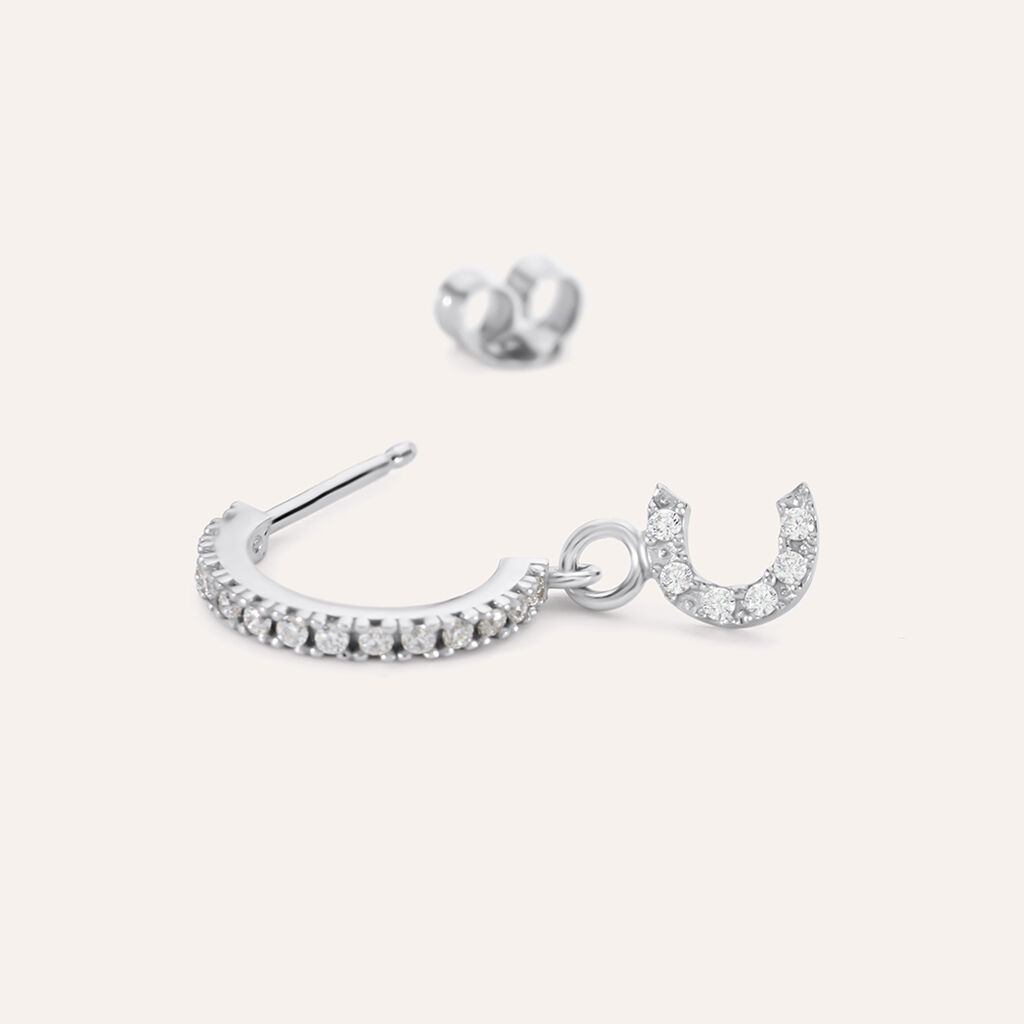 Mono Orecchino A Cerchio Silver Moments Argento Rodiato Cubic Zirconia