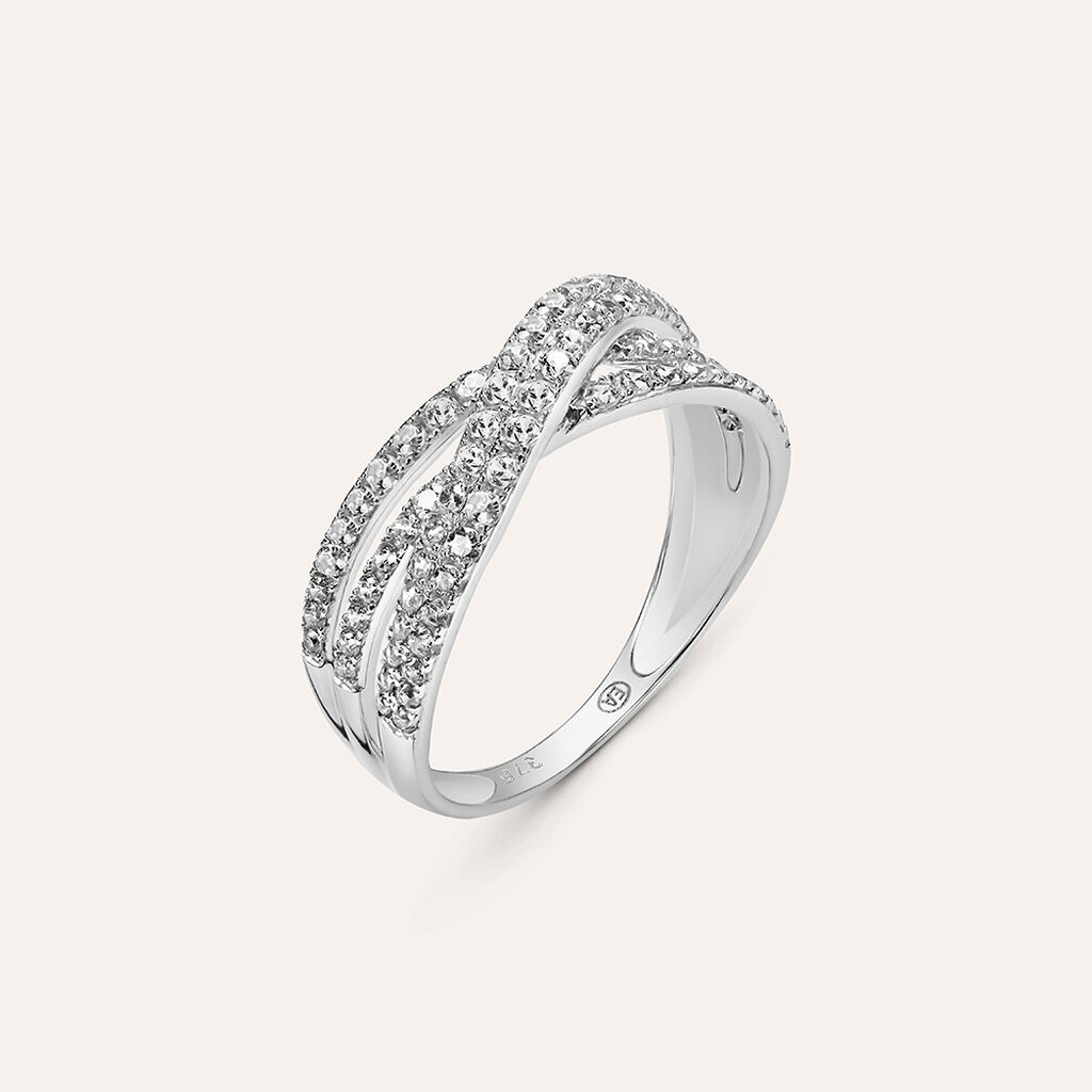 Anello Fascia Claire Oro Bianco Cubic Zirconia - Anelli a Fascia Larga Donna | Stroili