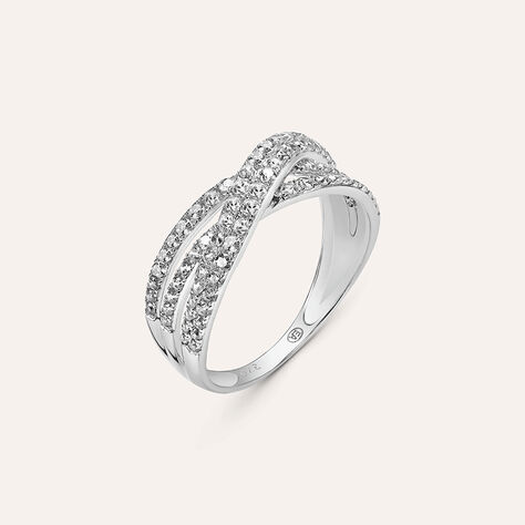 Anello Fascia Claire Oro Bianco Cubic Zirconia - Anelli a Fascia Larga Donna | Stroili