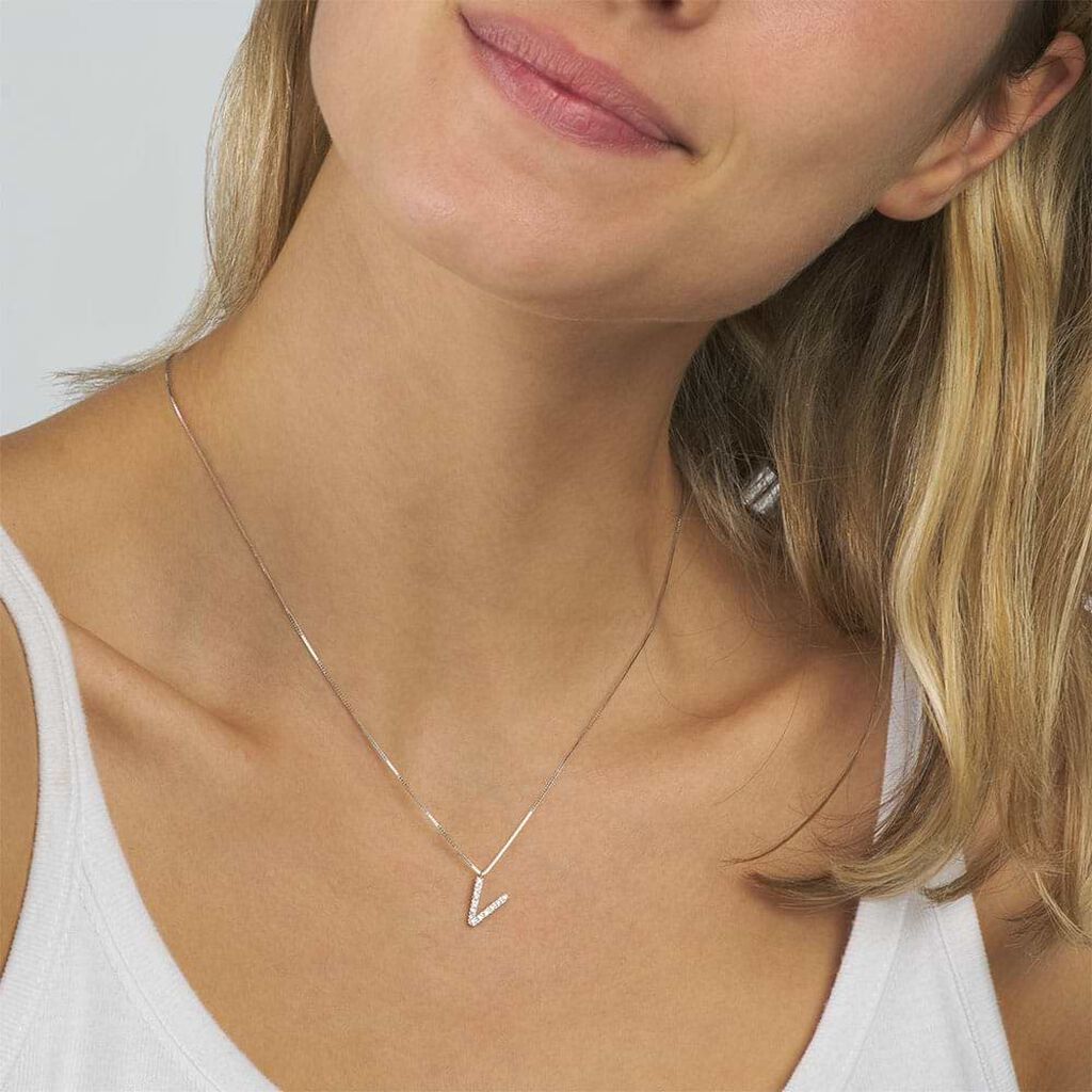 Collana Diamond Letters Oro Bianco Diamante - Collane Donna | Stroili