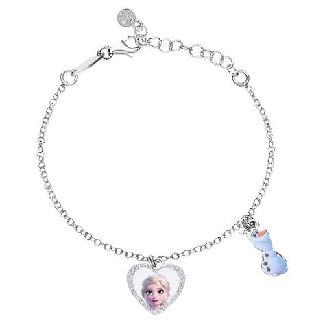 Bracciale con pendente cuore Elsa e Olaf in argento e glitter - Bracciali Bambino | Stroili