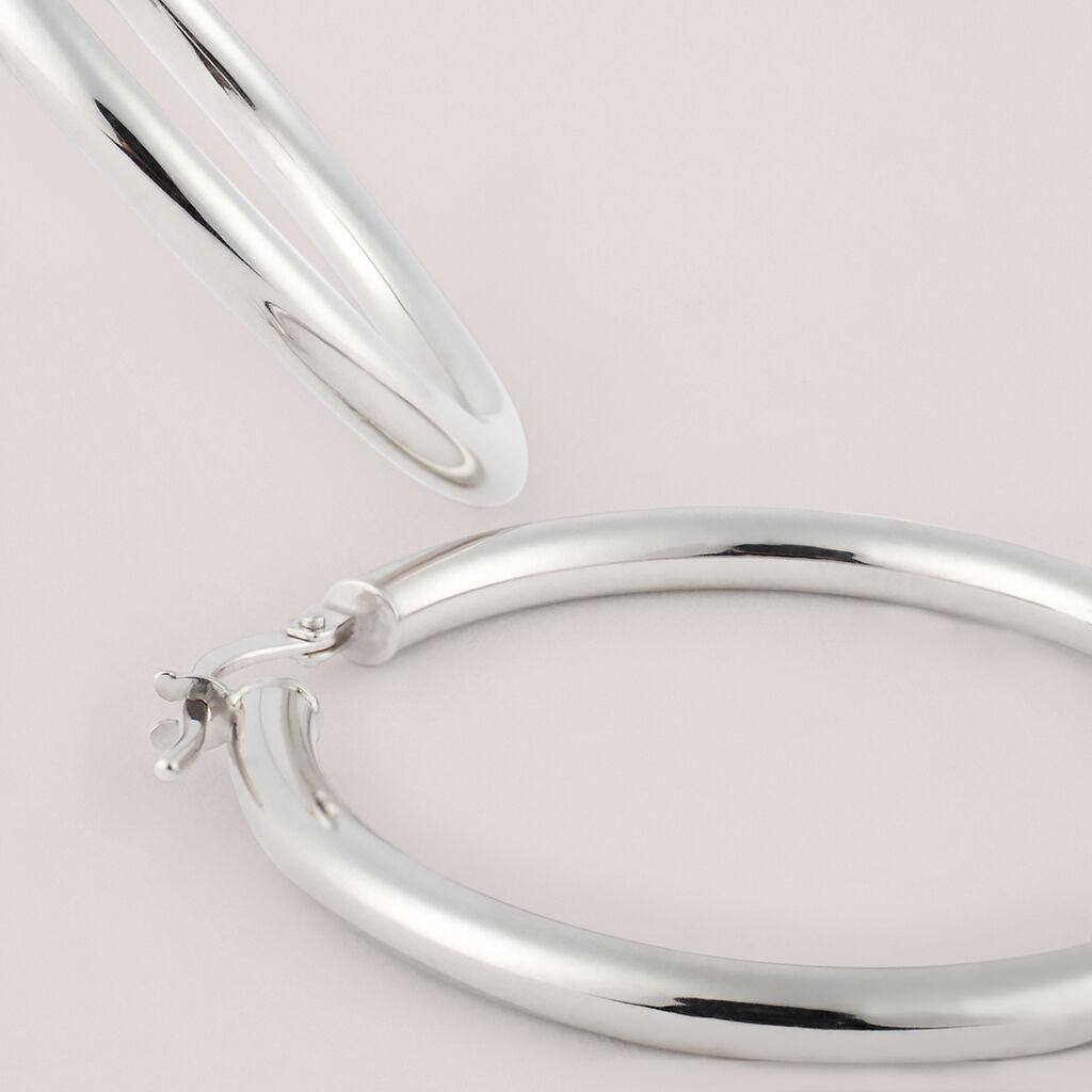 Orecchini A Cerchio Toujours Oro Bianco - Orecchini a Cerchio Donna | Stroili