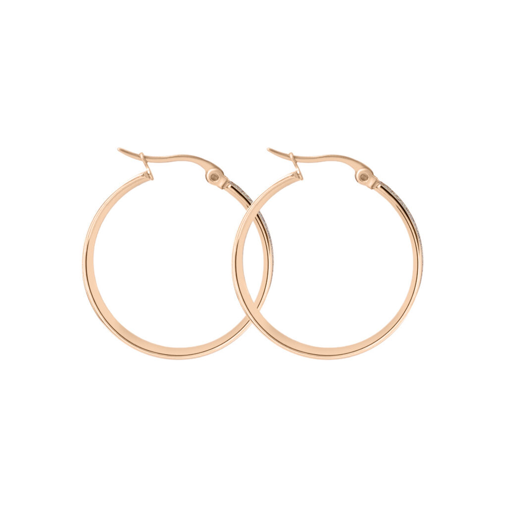 Orecchini A Cerchio Lady Shine Acciaio Rosa - Orecchini a Cerchio Donna | Stroili