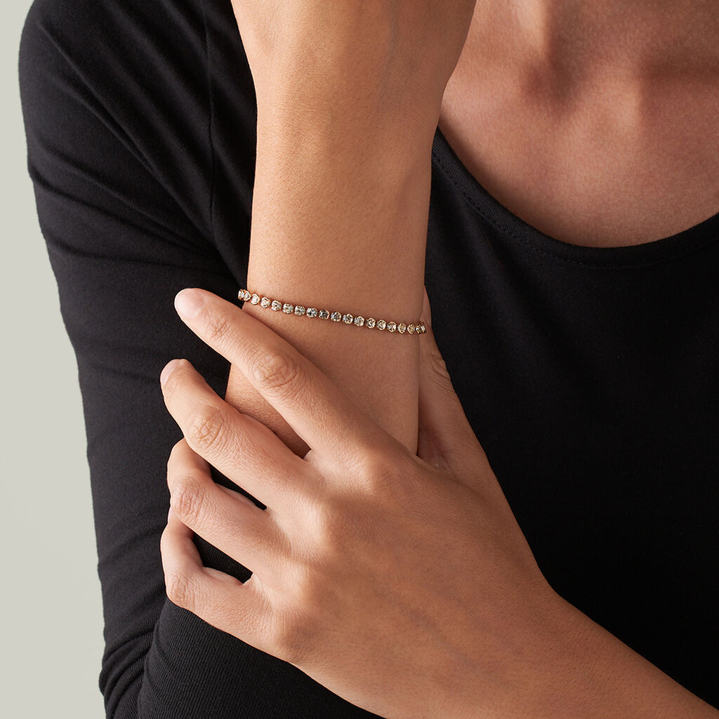 Bracciale Tennis Romantic Shine Metallo Dorato Cristallo - Bracciali Tennis Donna | Stroili