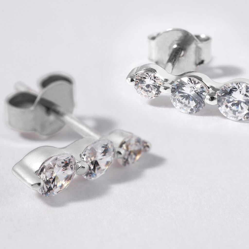 Orecchini Lobo Trilogy Silver Elegance Argento Rodiato Cubic Zirconia - Orecchini a Lobo Donna | Stroili