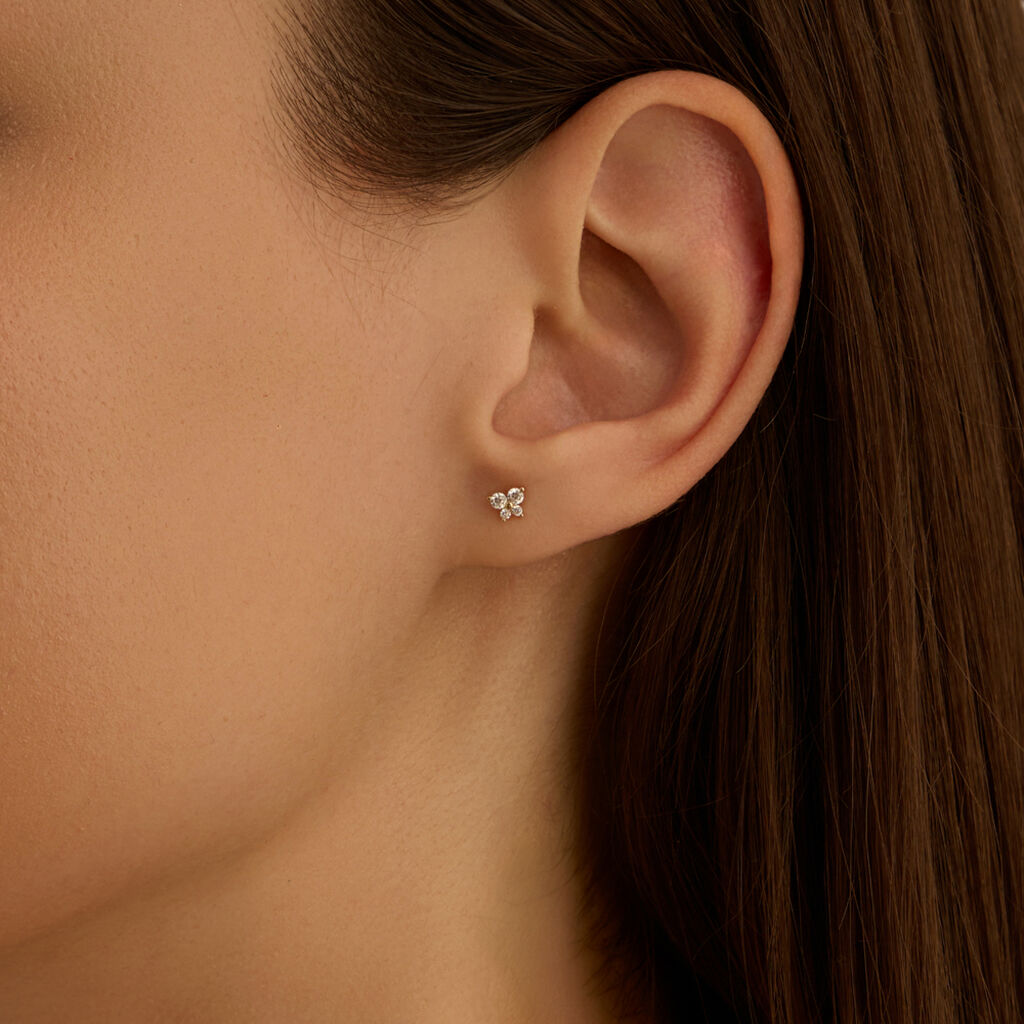 Orecchini Lobo Bon Ton Oro Giallo Cubic Zirconia