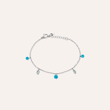Bracciale Acciaio Cristallo Azzurro 16+3cm