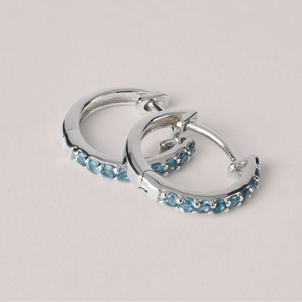 Orecchini A Cerchio Am&eacute;lie Oro Bianco Topazio