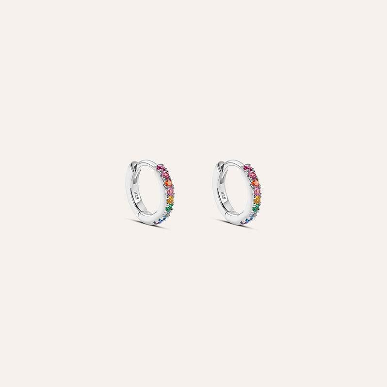 Orecchini A Cerchio Silver Rainbow Argento Rodiato Cubic Zirconia - Orecchini Donna | Stroili