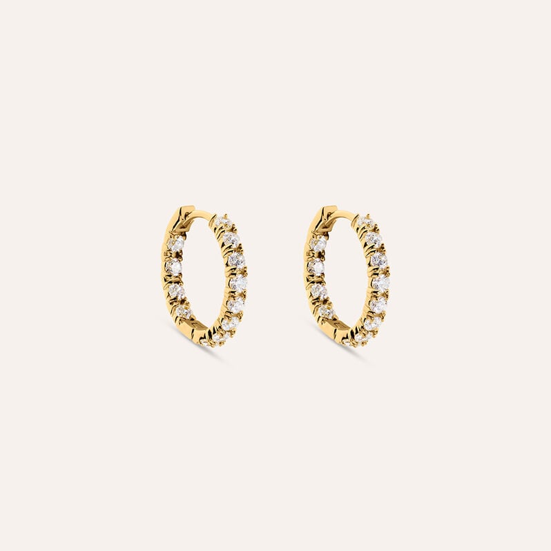 Orecchini A Cerchio Aura Acciaio Dorato Cubic Zirconia - Orecchini a Cerchio Donna | Stroili