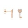Orecchini a lobo in argento rosato forma chiave cuore con zirconi