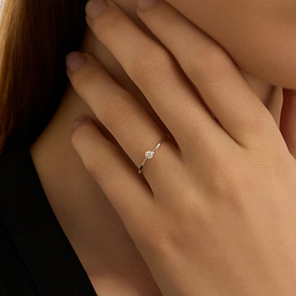 Anello Solitario Grace Oro Bianco Diamante