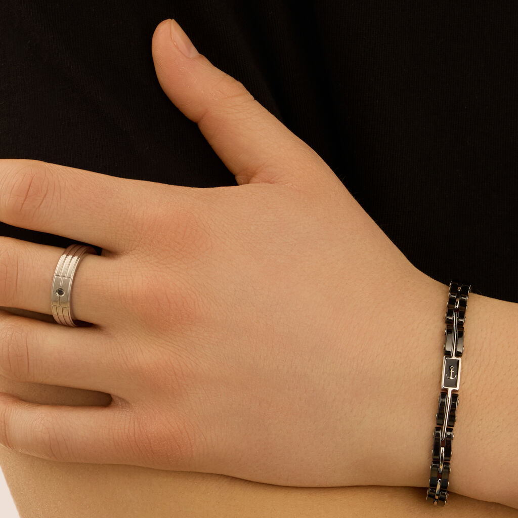 Anello Fascia Man Code Acciaio Cubic Zirconia