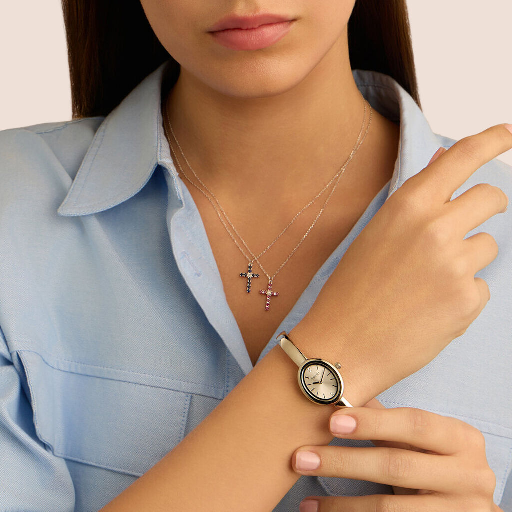 Collana Charlotte Oro Bianco Zaffiro Diamante