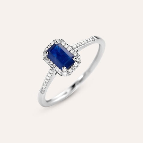 Anello Solitario Charlotte Oro Bianco Zaffiro Diamante - Anelli con Pietre Donna | Stroili
