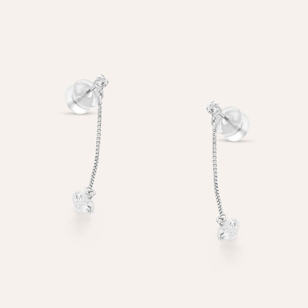 Orecchini Pendenti Punto Luce Claire Oro Bianco Cubic Zirconia